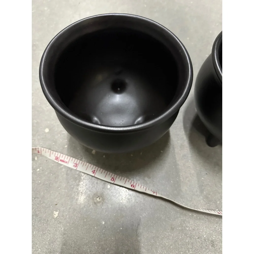Threshold Matte Black Stoneware Cauldron Footed Bowls Set of 2 Halloween Decor
